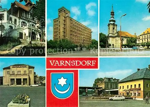 AK / Ansichtskarte Varnsdorf Restaurace Hradek Elite Namesti 1 maje Mestske divadlo Hranicni prechod do NDR Varnsdorf