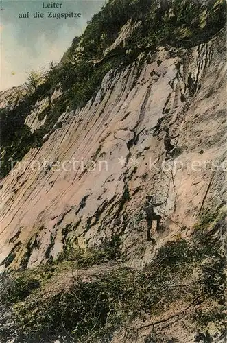 AK / Ansichtskarte Klettern_Bergsteigen Leiter Zugspitze Klettern_Bergsteigen