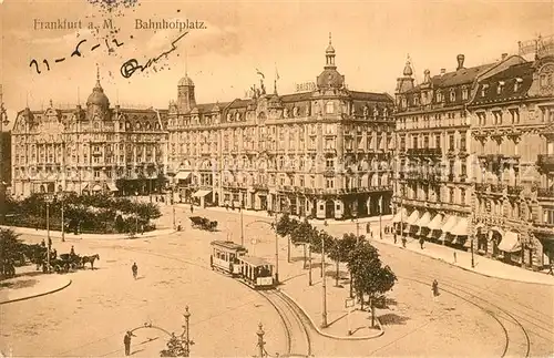 AK / Ansichtskarte Strassenbahn Frankfurt am Main Bahnhofplatz Strassenbahn