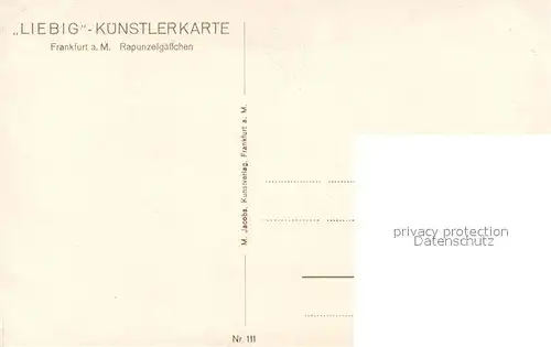 AK / Ansichtskarte Kuenstlerkarte Liebig Rapunzelgaesschen Frankfurt am Main Kuenstlerkarte