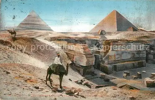 AK / Ansichtskarte Kamele Egypte Deux Pyramides Sphinx Temple Kamele