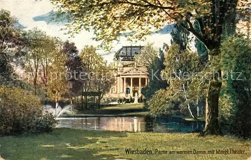 AK / Ansichtskarte Verlag_Wiedemann_WIRO_Nr. 1905 A Wiesbaden Warmer Damm Theater  Verlag_Wiedemann_WIRO_Nr.