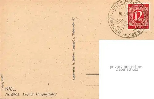 AK / Ansichtskarte Leipzig Hauptbahnhof Stempel Leipziger Messe 1948 Leipzig