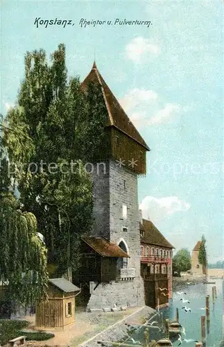 AK / Ansichtskarte Konstanz_Bodensee Rheintor Pulverturm Konstanz_Bodensee