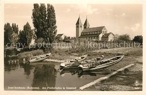 AK / Ansichtskarte Unterzell_Reichenau Fischerhafen Kirche 
