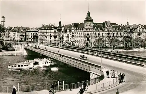 AK / Ansichtskarte Konstanz_Bodensee Rheinbruecke Dampfer Konstanz_Bodensee