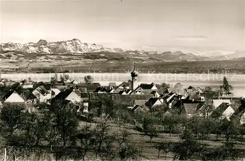 AK / Ansichtskarte Allensbach_Bodensee Panorama gegen die Alpen Allensbach_Bodensee