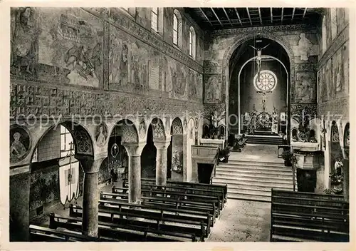 AK / Ansichtskarte Oberzell_Reichenau Stiftskirche St. Georg Innenansicht Mittelschiff Chor Fresken Oberzell Reichenau