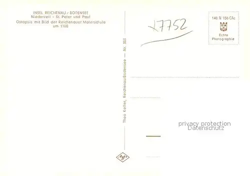 AK / Ansichtskarte Niederzell_Reichenau St Peter und Paul Kirche Altar Fresken Ostapsis Bild der Reichenauer Malerschule um 1100 Niederzell Reichenau