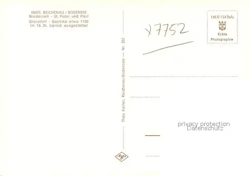 AK / Ansichtskarte Niederzell_Reichenau St Peter und Paul Kirche Dreischiffbasilika Innenansicht Niederzell Reichenau