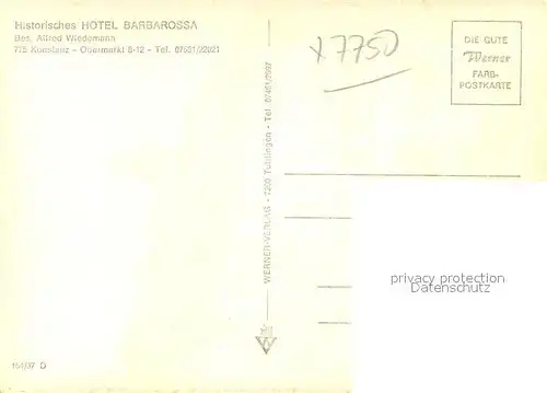 AK / Ansichtskarte Konstanz_Bodensee Historisches Hotel Barbarossa Konstanz_Bodensee