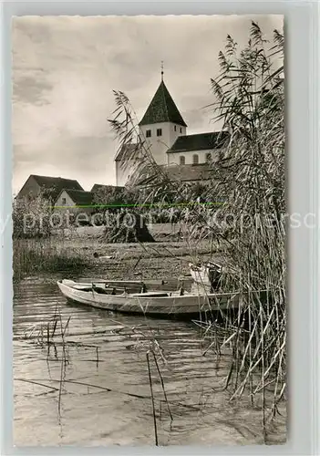AK / Ansichtskarte Oberzell_Reichenau Uferpartie am See St Georg Kirche Oberzell Reichenau