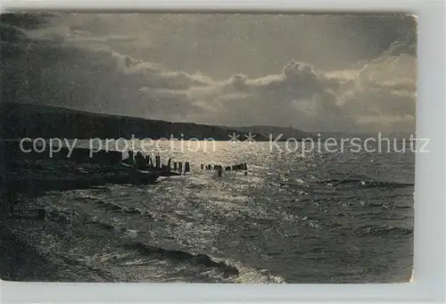 AK / Ansichtskarte Insel_Reichenau Am Ufer der Insel im Mondlicht Kupferdruck Insel Reichenau