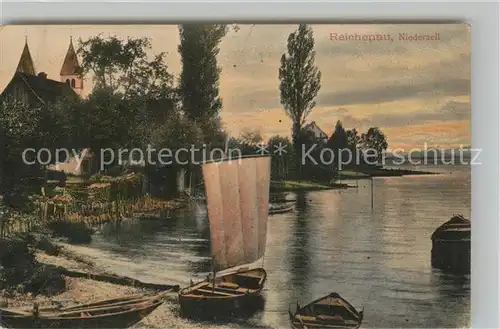 AK / Ansichtskarte Niederzell_Reichenau Fischerhafen Bodensee Kirche Niederzell Reichenau