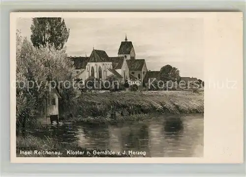 AK / Ansichtskarte Mittelzell Kloster nach Gemaelde von J. Herzog Kuenstlerkarte Mittelzell