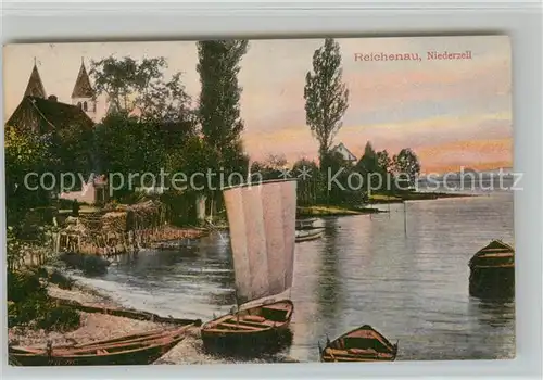 AK / Ansichtskarte Niederzell_Reichenau Fischerhafen Bodensee Kuenstlerkarte Niederzell Reichenau