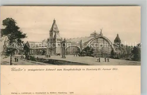 AK / Ansichtskarte Hamburg Hauptbahnhof Moeller s Entwurf Zeichnung Hamburg