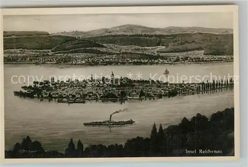AK / Ansichtskarte Insel_Reichenau aus der Vogelperspektive Bromsilber Kuenstlerkarte Insel Reichenau