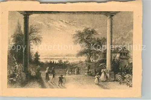 AK / Ansichtskarte Hegne_Konstanz Bodensee vom Kloster gesehen um 1830 Kuenstlerkarte Hegne_Konstanz