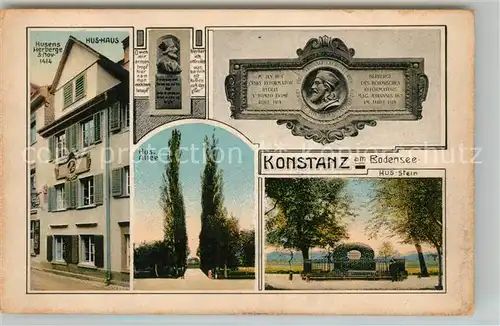 AK / Ansichtskarte Konstanz_Bodensee Hus Haus Baumallee Hus Gedenkstein Konstanz_Bodensee