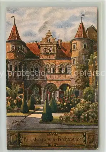 AK / Ansichtskarte Konstanz_Bodensee Hof des Rathauses Marschall Kuenstlerkarte Konstanz_Bodensee