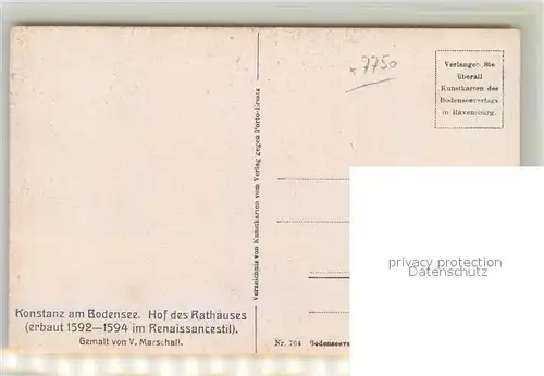 AK / Ansichtskarte Konstanz_Bodensee Hof des Rathauses Marschall Kuenstlerkarte Konstanz_Bodensee