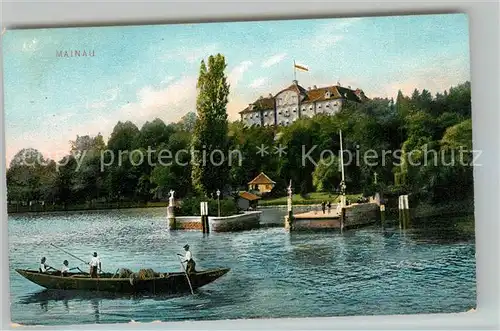 AK / Ansichtskarte Insel_Mainau Bootsanleger Schloss Ansicht vom See aus Insel Mainau