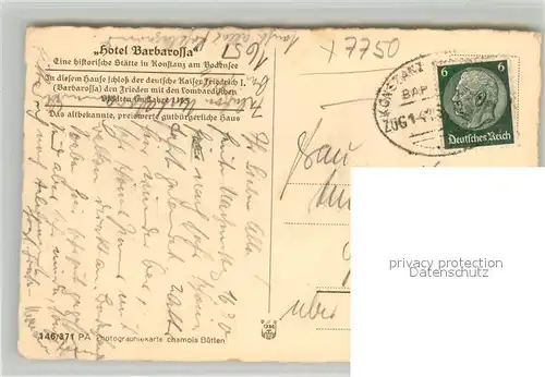 AK / Ansichtskarte Konstanz_Bodensee Historisches Hotel Barbarossa chamois Buetten Konstanz_Bodensee