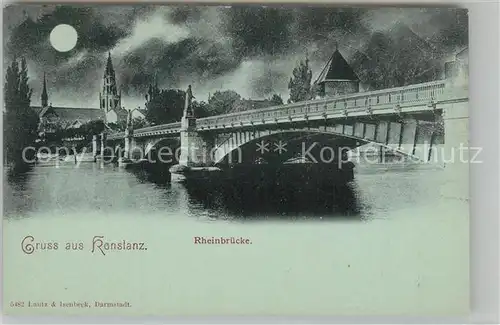 AK / Ansichtskarte Konstanz_Bodensee Rheinbruecke im Mondschein Konstanz_Bodensee