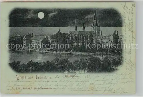 AK / Ansichtskarte Konstanz_Bodensee Seestrasse Blick zur Altstadt im Mondschein Konstanz_Bodensee