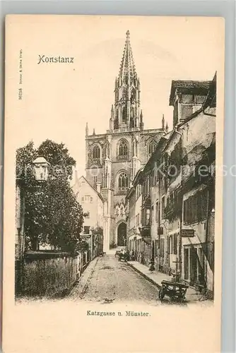 AK / Ansichtskarte Konstanz_Bodensee Katzgasse und Muenster Konstanz_Bodensee