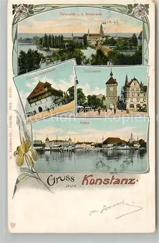 AK / Ansichtskarte Konstanz_Bodensee Panorama von der Seestrasse Conciliumsgebaeude Schnetztor Hafen Konstanz_Bodensee