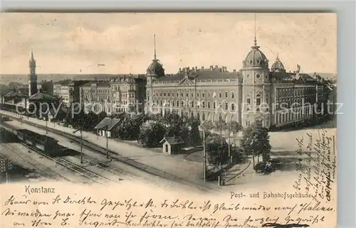 AK / Ansichtskarte Konstanz_Bodensee Post und Bahnhofsgebaeude Konstanz_Bodensee