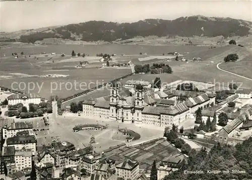 AK / Ansichtskarte Einsiedeln_SZ Fliegeraufnahme Kloster mit Sihlsee Einsiedeln SZ