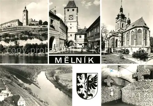 AK / Ansichtskarte Melnik_Tschechien Zamek Kirche Stadttor Melnik Tschechien