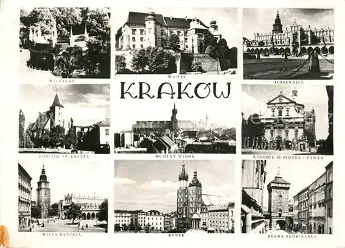 AK / Ansichtskarte Krakow_Krakau Rathaus Barbakan Wawel Sukennice Krakow Krakau