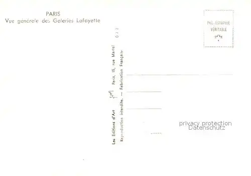 AK / Ansichtskarte Paris Galeris Lafayette Paris