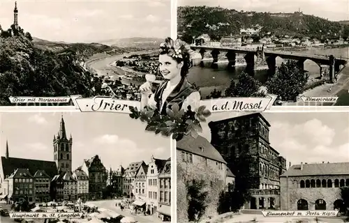 AK / Ansichtskarte Trier Roemerbruecke Blumenhof Porta Nigra Hauptmarkt Trier