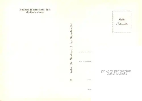 AK / Ansichtskarte Westerland_Sylt Fliegeraufnahme Westerland_Sylt