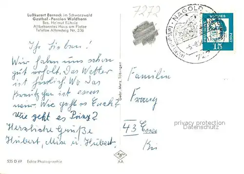 AK / Ansichtskarte Berneck_Alpirsbach Gasthof Waldhorn Berneck Alpirsbach