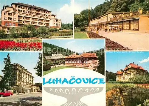 AK / Ansichtskarte Luhacovice Palace sanatorium Kavarna a cukrarna na Lazenskem namesti Hotel Alexandria Jurkovicuv dum Dum Janacka Luhacovice