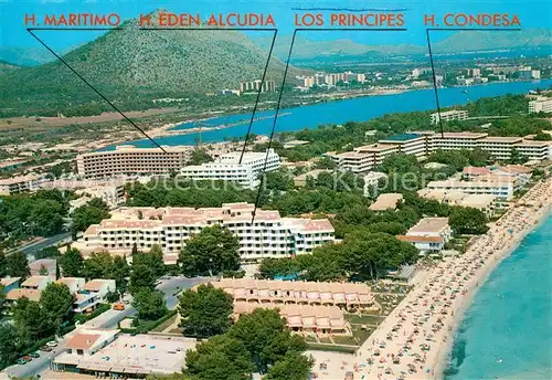 AK / Ansichtskarte Bahia_de_Alcudia Hotels Maritimo Eden Alcudia Los Principes Condesa Fliegeraufnahme Bahia_de_Alcudia