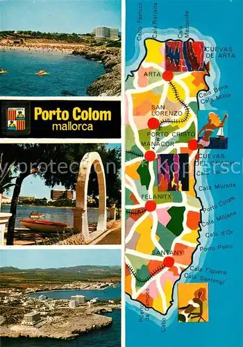 AK / Ansichtskarte Porto_Colom Panorama Fliegeraufnahme Gebietskarte Porto Colom