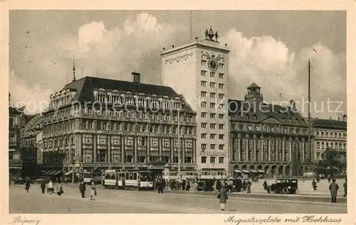 AK / Ansichtskarte Strassenbahn Leipzig Augustusplatz Hochhaus  Strassenbahn