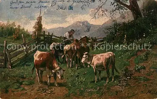 AK / Ansichtskarte Kuehe Kuenstlerkarte Chr. Mali  Kuehe
