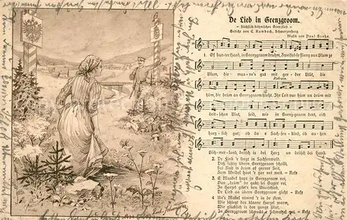 AK / Ansichtskarte Liederkarte Grenzlied De Lieb in Grenzgroom  Liederkarte