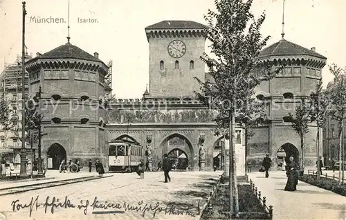 AK / Ansichtskarte Strassenbahn Muenchen Isartor  Strassenbahn