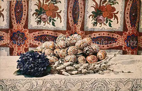 AK / Ansichtskarte Ostern_Easter_Paques Ostereier Veilchen  Ostern_Easter_Paques