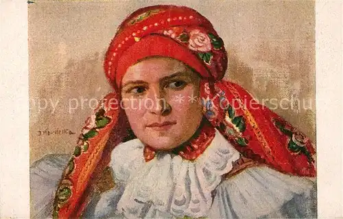 AK / Ansichtskarte Kuenstlerkarte J. Koudelka Frau Tracht  Kuenstlerkarte