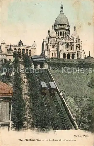 AK / Ansichtskarte Zahnradbahn Montmartre Basilique Funiculaire  Zahnradbahn